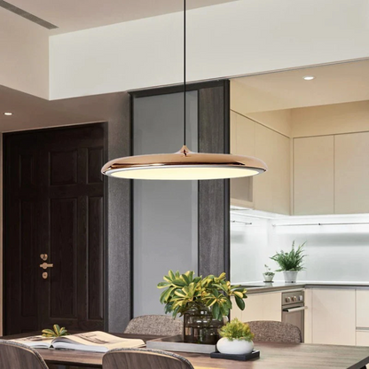 Round LED Ceiling Pendant in Metal & Acrylic – 16 Inch Blue Hanging Light for Dining Room, Kitchen Island, Bedroom – Modern Minimalist Desig