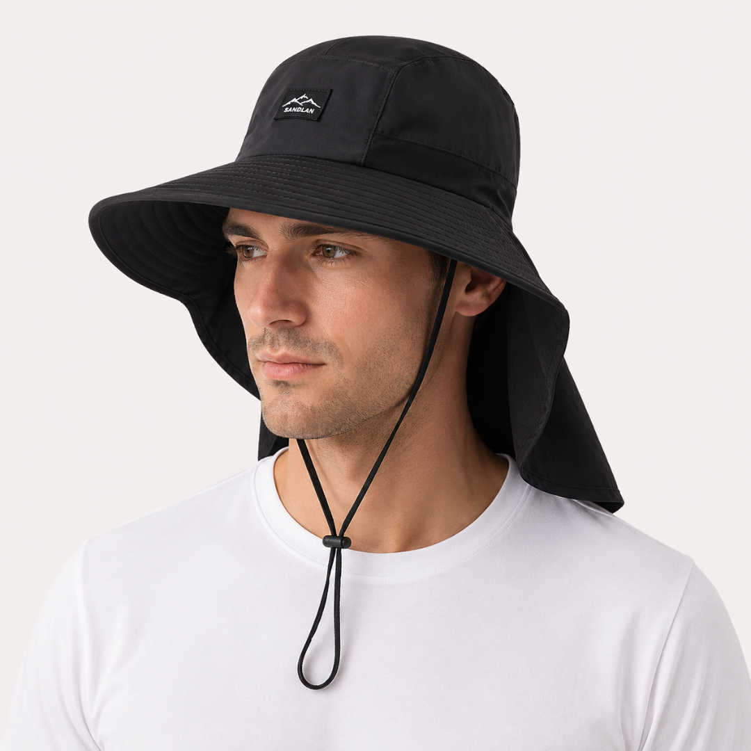Wide Brim Hiking Hat with Neck Flap & UPF 50+ Sun Protection for Trail Running, Backpacking & Summer Outdoor Adventures