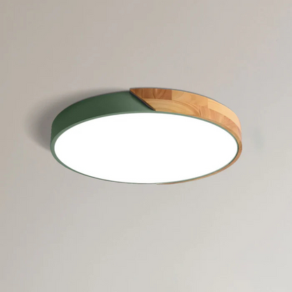 Round Wood & Acrylic LED Ceiling Light – Scandinavian Flush Mount for Bedroom, Living Room & Hallway