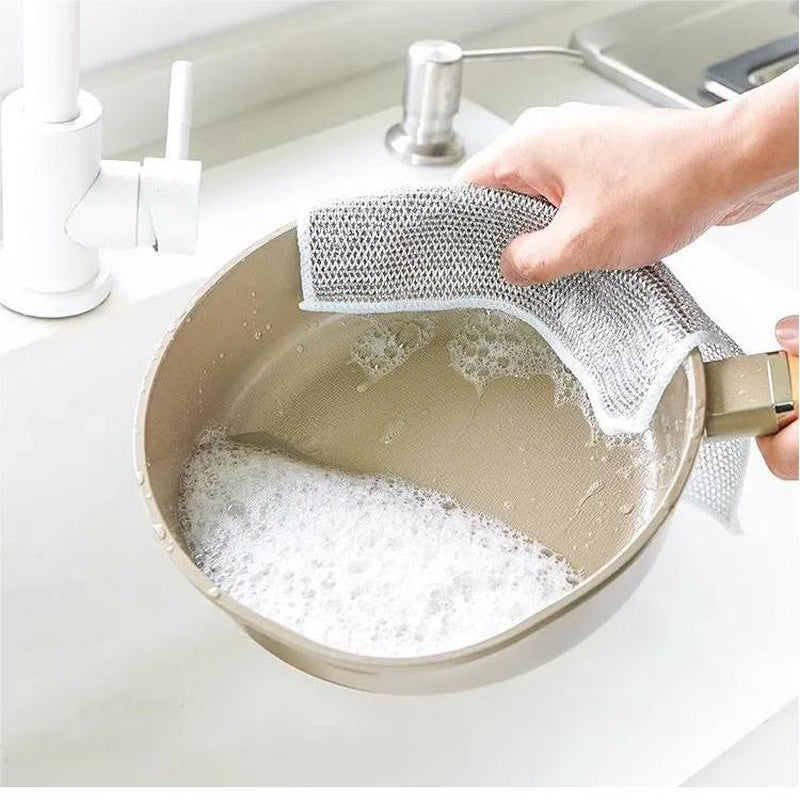 Nylon Mesh Dishcloth Set Safe for Nonstick Cookware Kitchen Cleaning Cloth Reusable Scouring Pad for Pots Pans Dishes Countertops