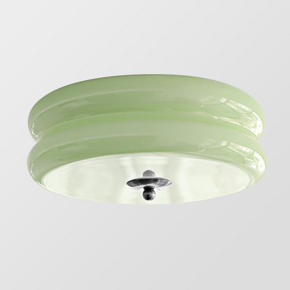 Round Flush Mount LED Fixture with 3 Color Temperatures Glass Metal 5 in Height for Bedroom Dining Room Kitchen Adjustable Kelvin Switch Mod