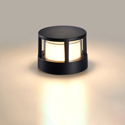Compact Modern Black Aluminum LED Yard Light for Pathways, Gardens & Fences – Hardwired Outdoor Cylinder Fixture