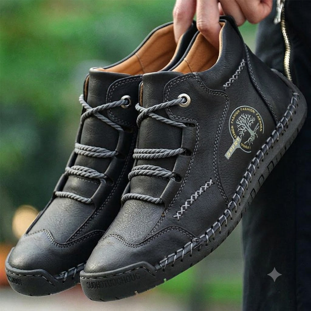 Supportive Leather Boots for Men with Cushioned Arch Support & Slip-Resistant Outsole for Everyday Comfort & Travel