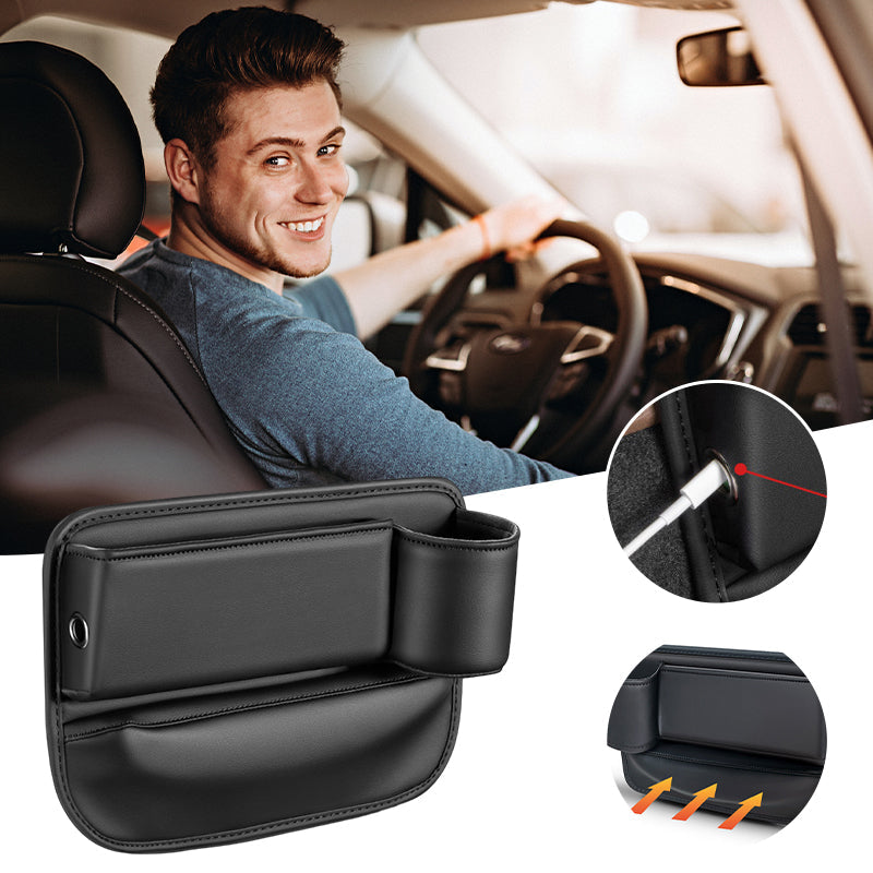 Car Seat Gap Organizer Faux Leather Storage Caddy with Charging Port for Center Console Driver Passenger Side Vehicle Accessories