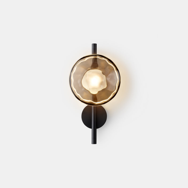 Modern Glass Sconce Light for Bedroom Hallway | Textured LED Wall Fixture Black or Gold Finish | Indoor Ambient Lighting