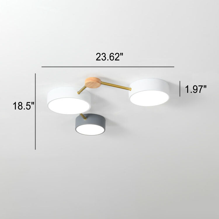 Rectangular LED Ceiling Light 36W Gray Wood and Metal Low-Profile Design for Bedrooms Entryways Modern Home