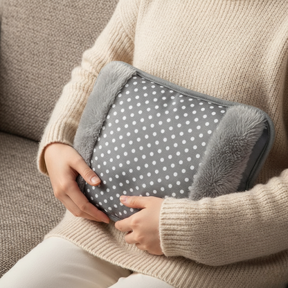 Electric Heating Pad with Hand Warmer Pocket – Rechargeable Hot Water Bottle Alternative for Belly, Back & Hands – Soft Plush Fabric