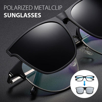 Polarized Flip-Up Clip-On Sunglasses for Prescription Glasses | UV400 Protection | Lightweight Magnesium Alloy | Driving Fishing Outdoor | M