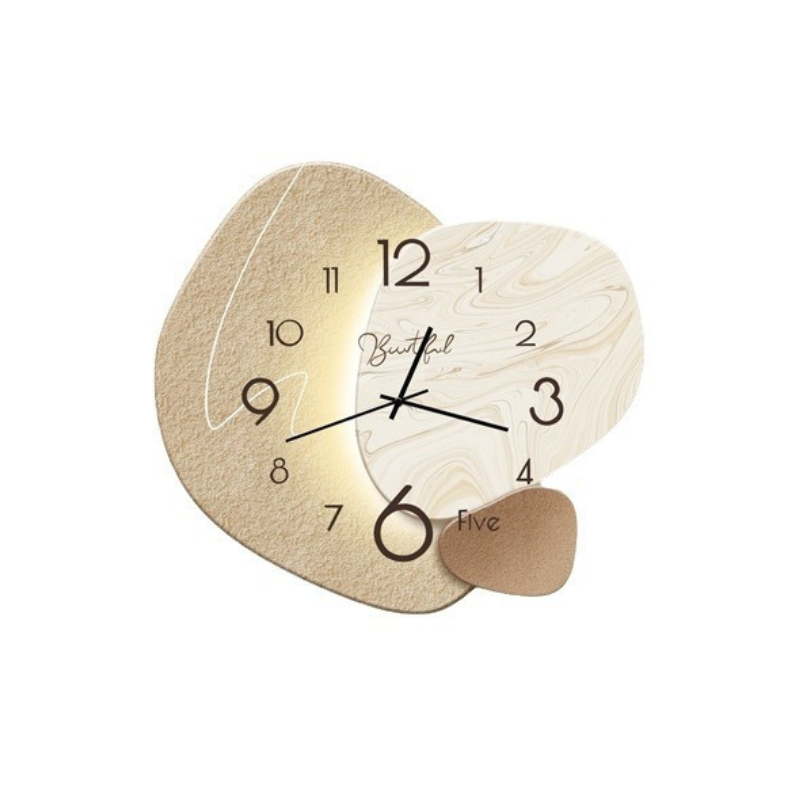 Quiet Movement 16-Inch Round Timepiece Beige Minimalist Design for Bedroom Living Room Home Office Decor Modern Japandi Style