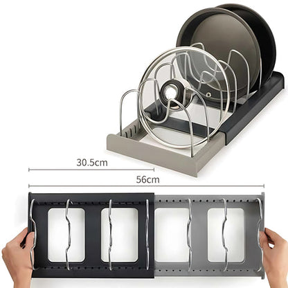 Evara Pot and Pans Organizer Rack - Adjustable Metal, Space-Saving Design