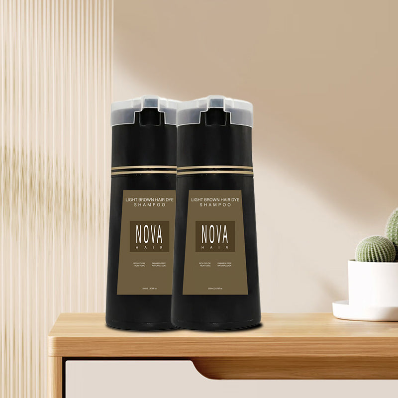 Hair Color Shampoo – Ammonia-Free Gray Coverage in 10 Minutes – Enriched with Fo-ti, Ginseng & Mushroom Extract for Healthy Shine