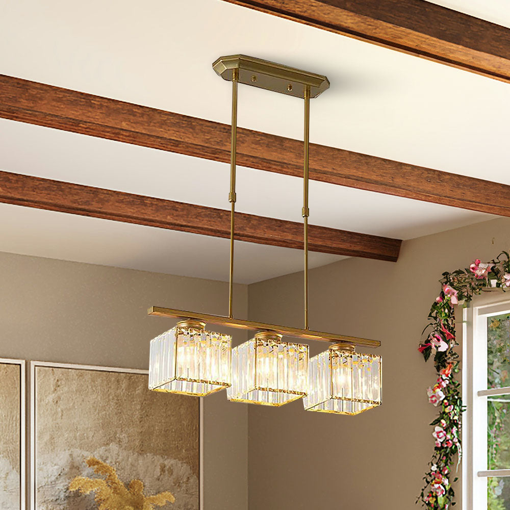 Hanging Fixture with Clear Glass Globes – 3 or 4 Bulb Multi-Head Suspension – Height Adjustable 14-28 in – Black or Gold Metal Frame for Kit