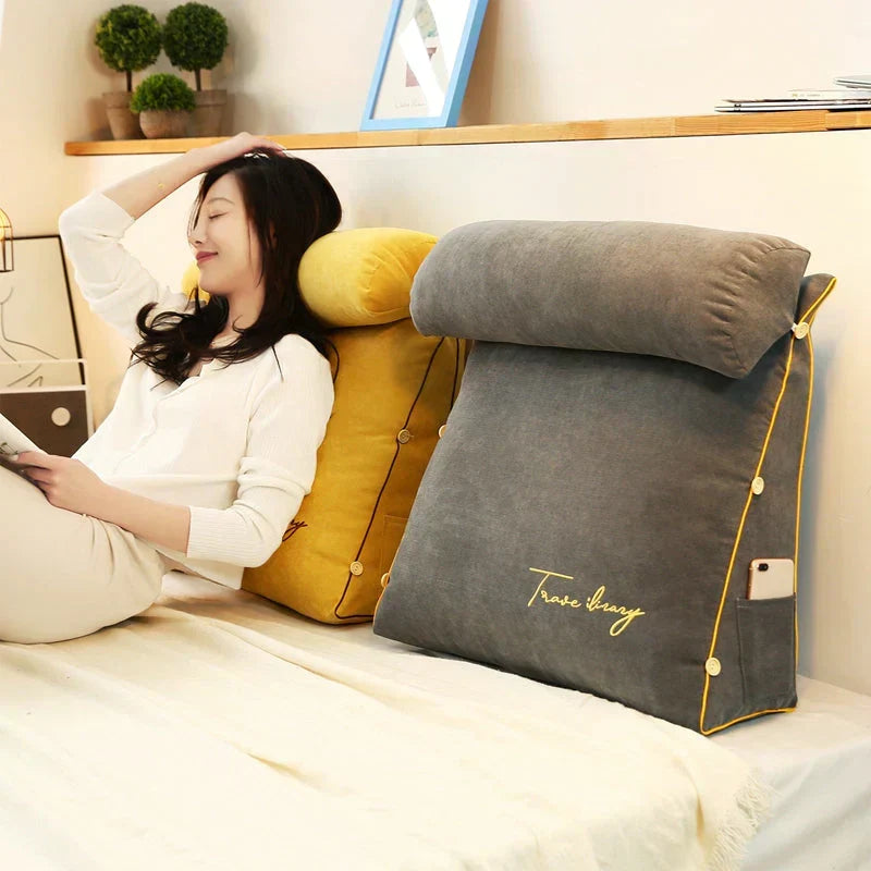 Wedge Pillow for Bed with Adjustable Neck Support – 18×18×8 in Backrest Cushion Spandex Reading Pillow Ergonomic TV Rest for Sofa Couch Bedr