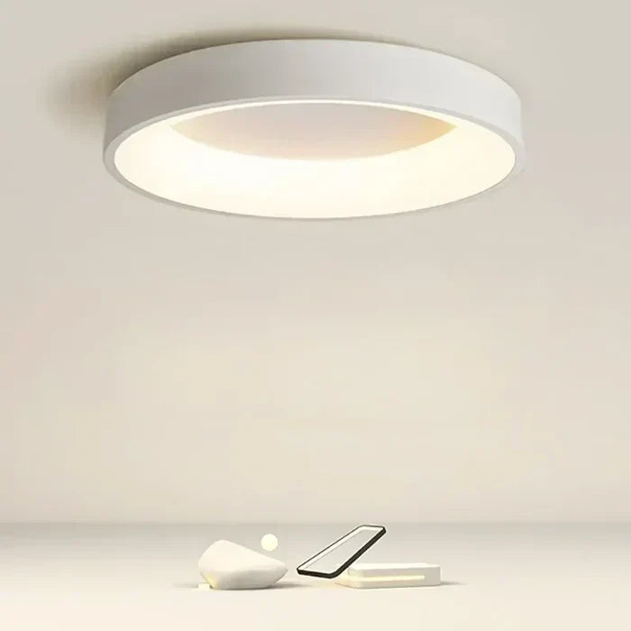 Round LED Flush Mount Ceiling Light | Modern Minimalist Design in White or Gray | 12 to 24 Inch Diameter | Energy-Efficient for Bedroom