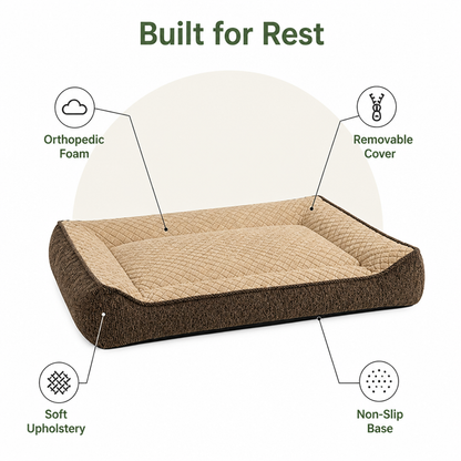 Ortekor Orthopedic Memory Foam Dog Bed (Machine-Washable Cover)
