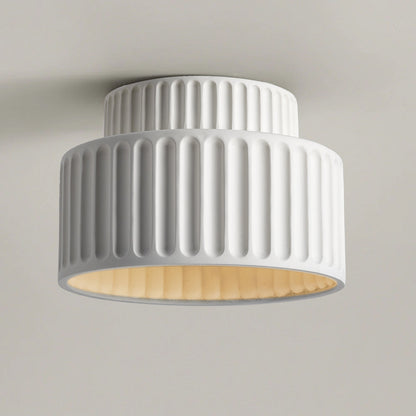 Flush Mount Resin Ceiling Light Fixture E27 Socket Textured Shade White for Kitchen Bedroom Hallway Low Profile Modern Minimalist Scandinavi