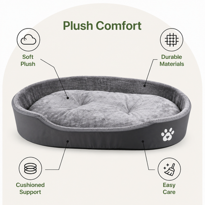 Ortekor Short-Plush Polyester Oval Dog Bed