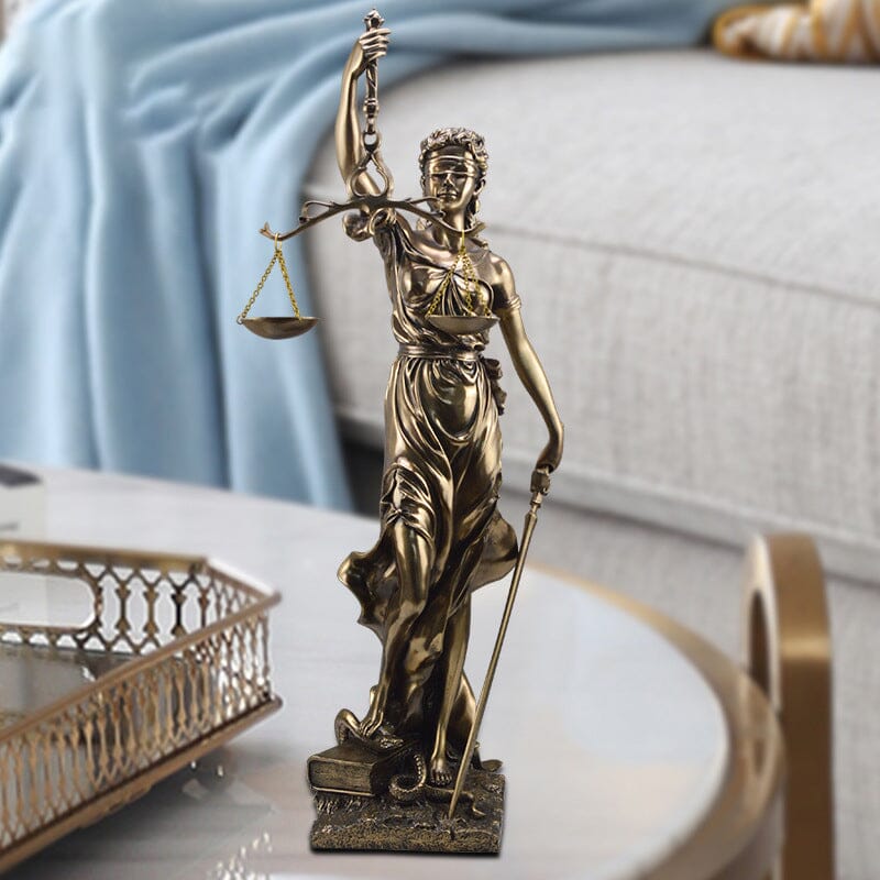 Resin Lady Justice Figure 12-Inch Bronze-Look Statue for Office Desk Library Study Law Firm Decor Legal Symbol Figurine Bookshelf Ornament