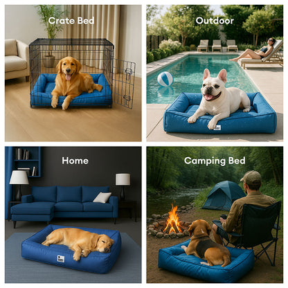 Raised-Edge Bolster Dog Bed with Joint-Relief Foam & Liquid-Proof Cover for Large Breeds