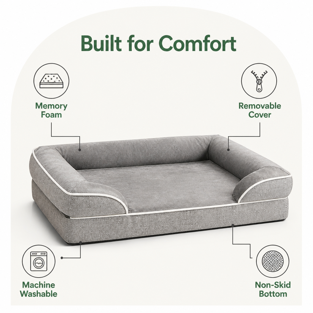 Ortekor Orthopedic Memory Foam Dog Bed (Removable Cover)