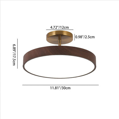 Close-to-Ceiling LED Fixture 12-Inch Iron Round Low-Profile for Hallways Bedrooms Kitchens Entryways Modern Dimmable 3000K-5000K