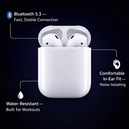 Compact True Wireless Earbuds with Charging Case – Bluetooth 5.3 In-Ear Headphones with Built-In Mic for Calls, Music & Gym – Water Resistan