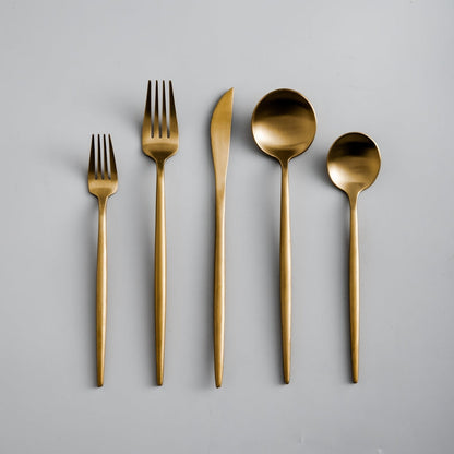 Titanium-Coated Stainless Steel Flatware Set – 18/10 Premium Dinnerware Service for Everyday Dining & Special Occasions