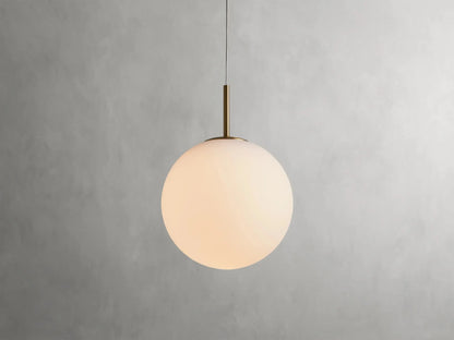 Handblown Glass Globe Pendant Light with Brushed Brass Finish and Integrated LED for Kitchen Island, Dining Room, Entryway, and Bedroom