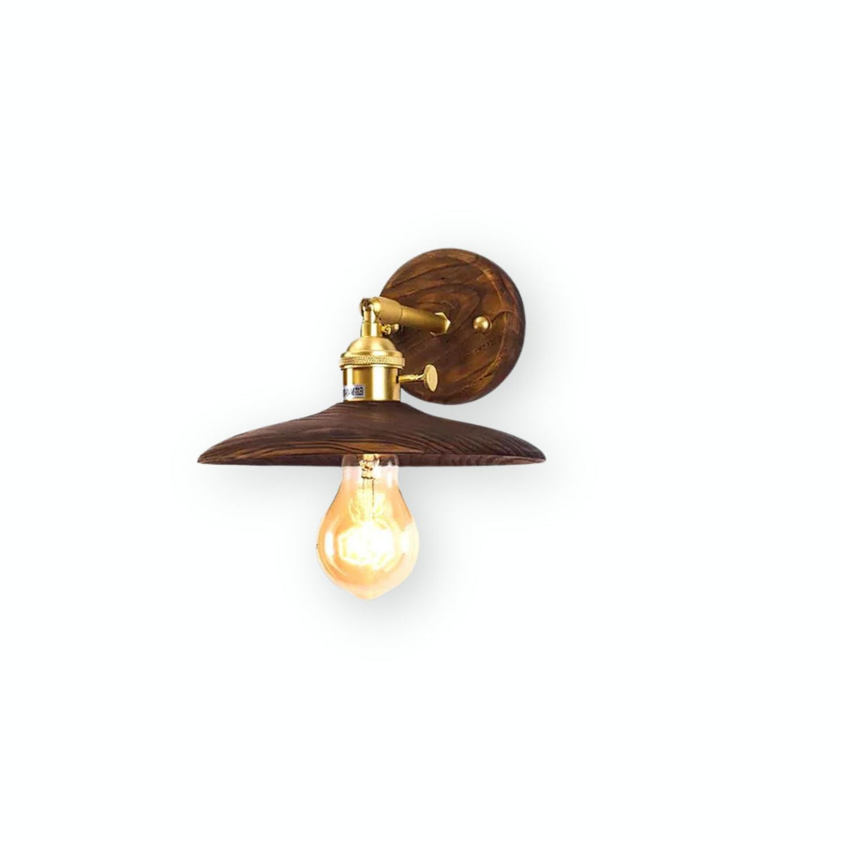 Rounded Wood & Metal Wall Sconce E27 Socket 8 Inch Minimal Accent Light for Bedroom Entryway Foyer Hallway Modern Organic Fixture Indoor Har