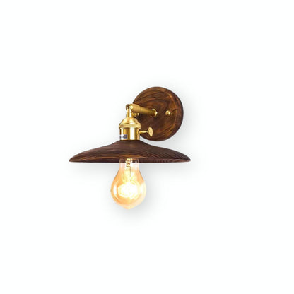 Rounded Wood & Metal Wall Sconce E27 Socket 8 Inch Minimal Accent Light for Bedroom Entryway Foyer Hallway Modern Organic Fixture Indoor Har