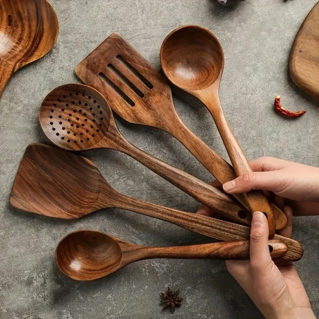 Solid Walnut Wooden Cooking Spoon for Nonstick Cookware – Safe Stirring, Flipping & Serving Utensil for Everyday Kitchen Use