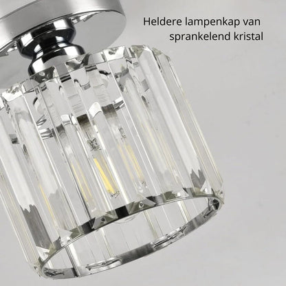Cube Crystal Flush Mount Ceiling Light with Brass Frame 10 Inch for Bedroom Hallway Entryway Living Room Office Modern Home Lighting Fixture