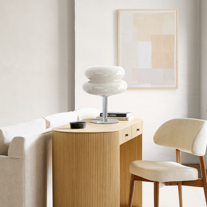 Frosted Glass Accent Lamp 10 Inch Sphere Bedside Light with Metal Base for Nightstand Reading Office Desktop Illumination