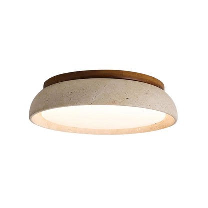 Flush Mount LED Light Fixture Stone Wood Acrylic Warm Glow for Bedroom Living Room Hallway Low Profile Modern Minimalist Scandinavian Japand