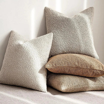 Textured Boucle Pillow Case 18×18 Inches Soft Cover for Couch Bedroom Chair Minimalist Neutral Decor Accent Throw Cushion for Modern Home