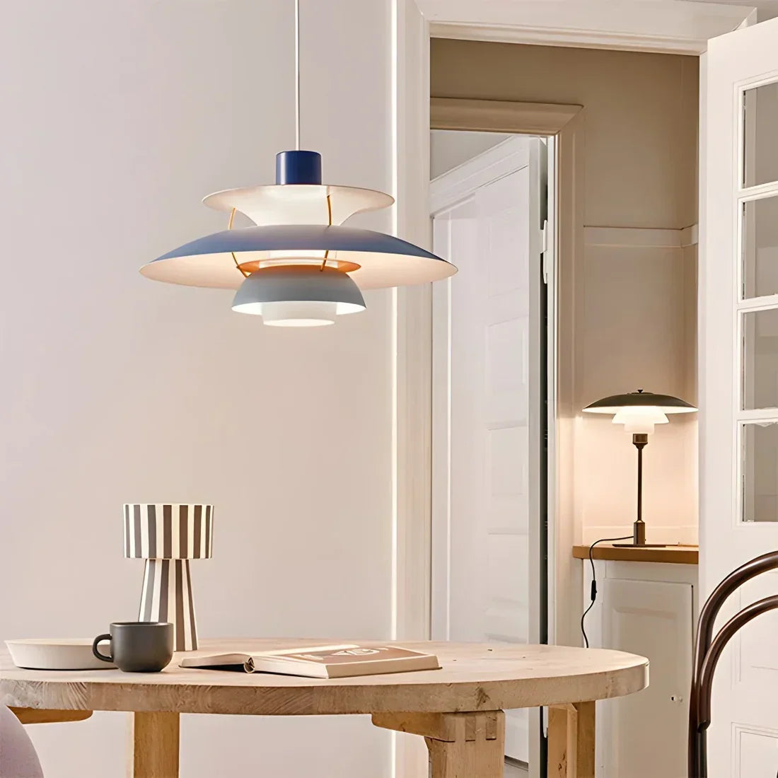 Layered Metal Pendant Light E27 Socket Minimalist Hanging Fixture for Kitchen Island Dining Table Nordic Style Ambient Ceiling Lamp Green Gr