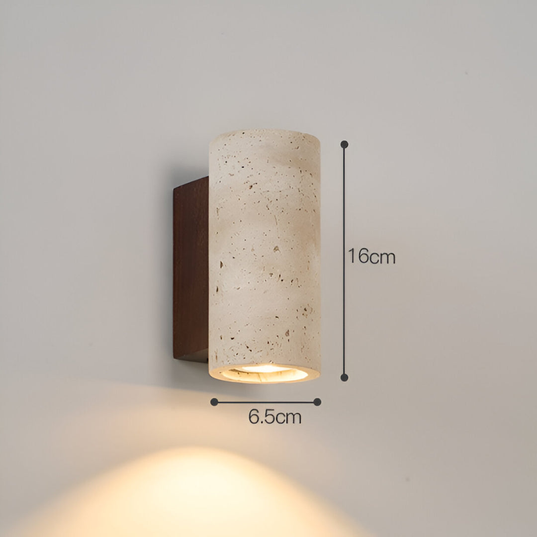 Travertine Stone Sconce Dual-Direction Light 12.6 Inch Vertical Fixture Natural Beige E27 Socket for Bedrooms Hallways Staircases Living Roo