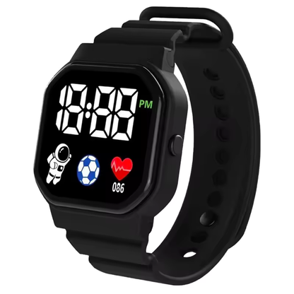 Kids' Digital LED Wristwatch – Water Resistant Astronaut Theme Watch for Boys & Girls – Soft Silicone Band