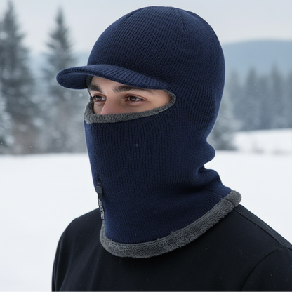 Knit Winter Balaclava with Fleece Lining & Zip Shield for Cycling, Skiing & Outdoor Cold Weather