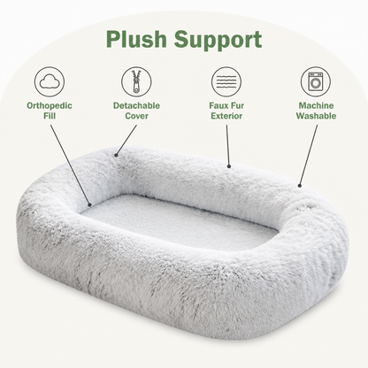 Ortekor Orthopedic & Washable Faux Fur Human Dog Bed (Detachable Cover)