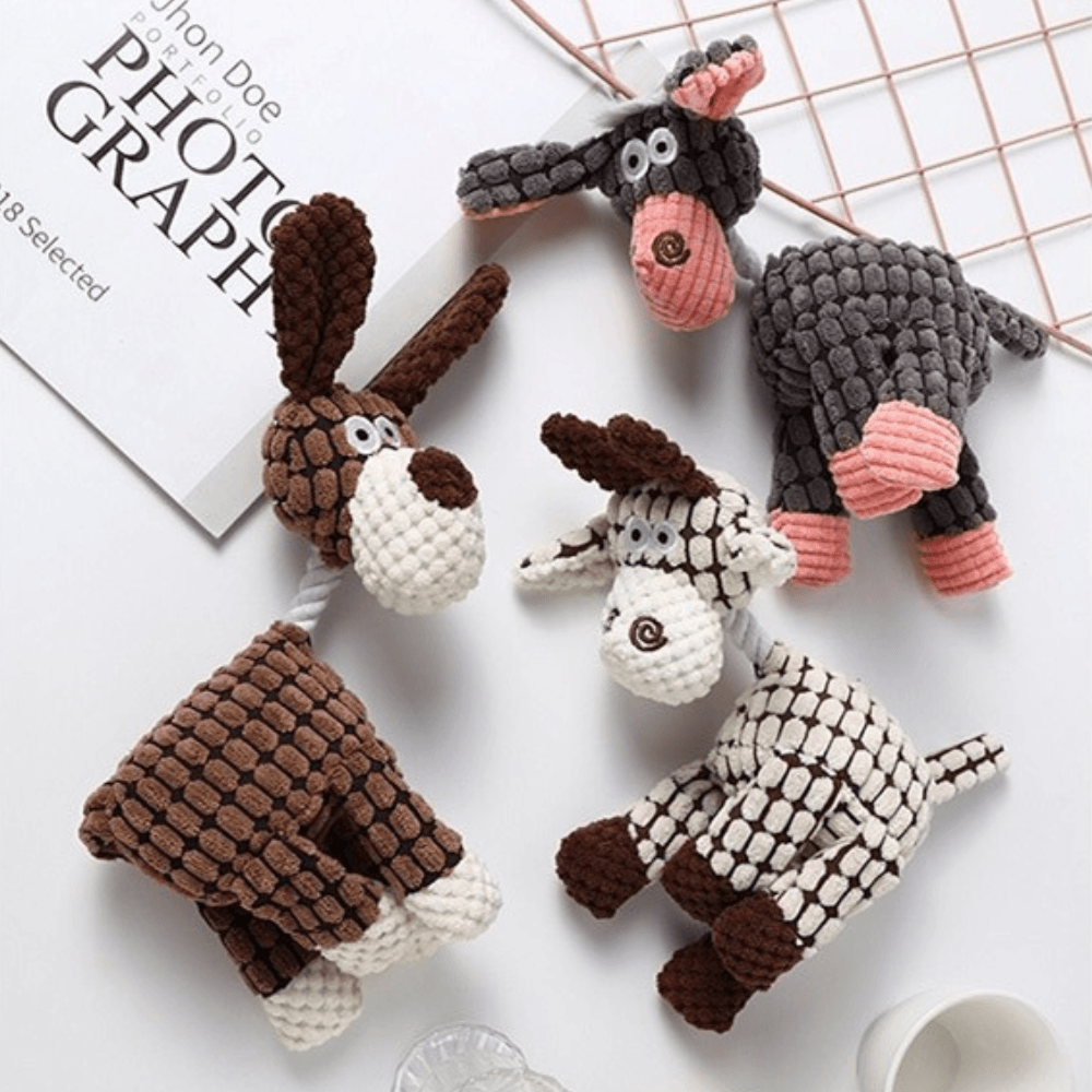 Plush Dog Squeaky Toys for Chewing – Durable Soft Animal Chew Toys with Crinkle Sound – Interactive Tug Toys for Small Medium Large Dogs