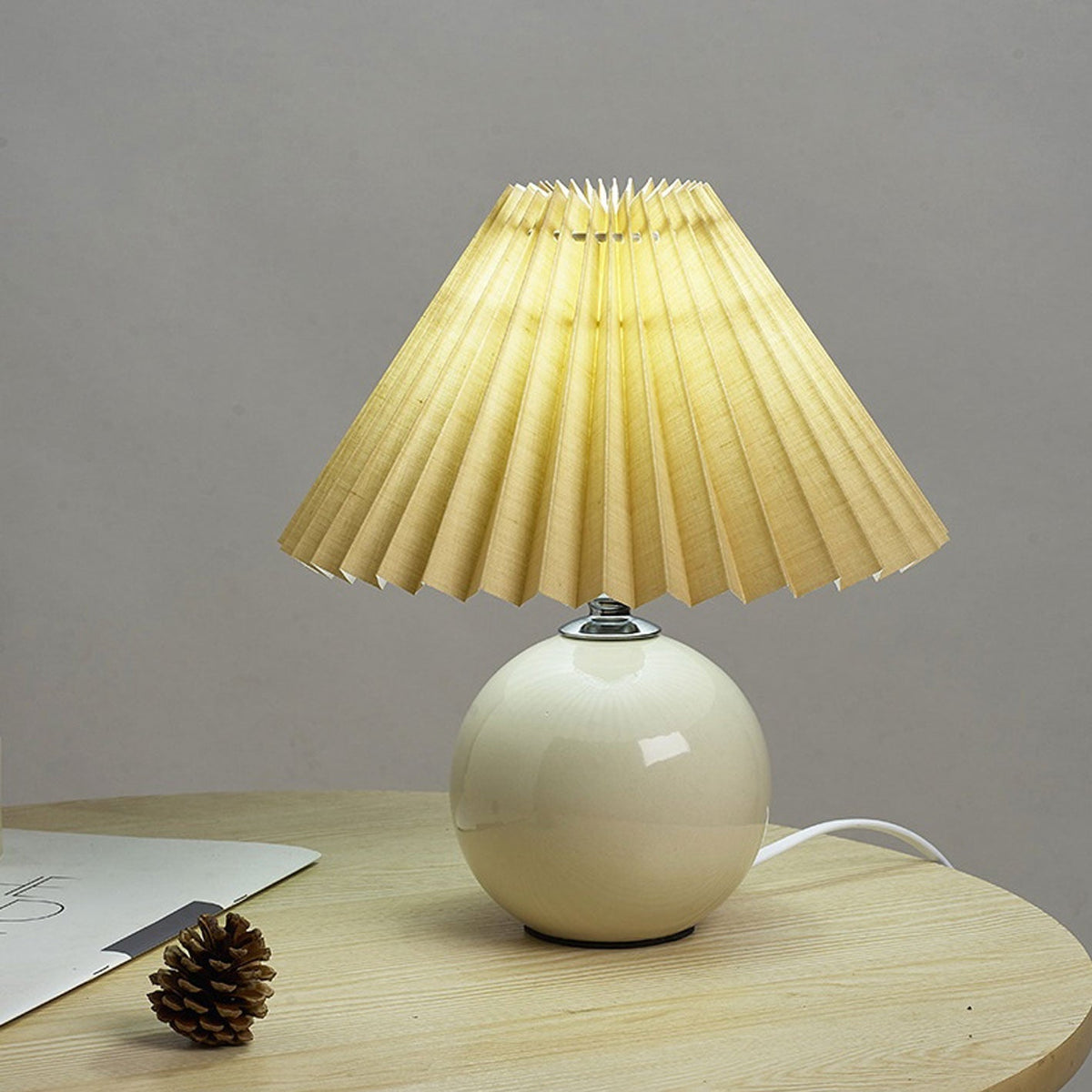 Ceramic Accent Lamp with Fabric Shade 11x9.5 in E26 Socket for Nightstand Desk Study Room Reading Light Modern Home Decor