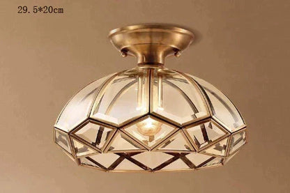 Copper Flush-Mount LED Ceiling Light Fixture for Hallways, Entryways, Bedrooms – Single-Lamp Minimalist Design with E27 Socket