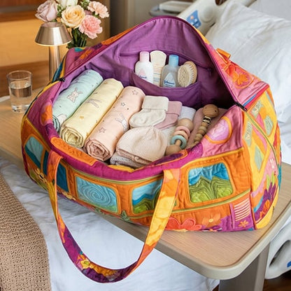 Quilted Floral Weekend Travel Duffel Bag with Reinforced Frame for Women | Carry-On Overnight Bag