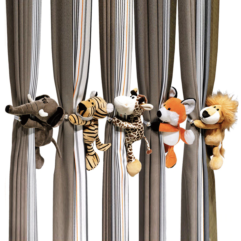 Cozy Critters | Plush Animal Curtain Tiebacks for Kids Room with Soft Fabric | Fun Decor for Imaginative Spaces