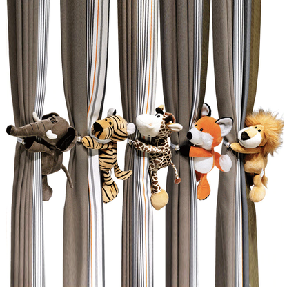Cozy Critters | Plush Animal Curtain Tiebacks for Kids Room with Soft Fabric | Fun Decor for Imaginative Spaces