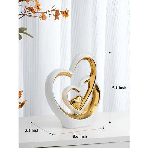 Diora Decorative Figure - Porcelain Double Heart Ornament