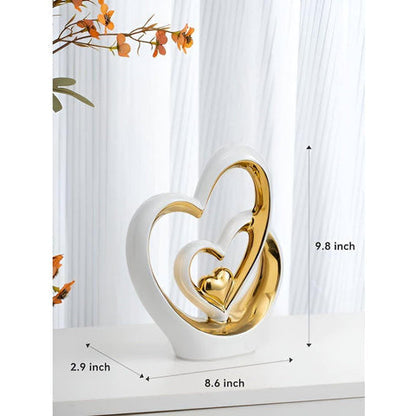 Diora Decorative Figure - Porcelain Double Heart Ornament