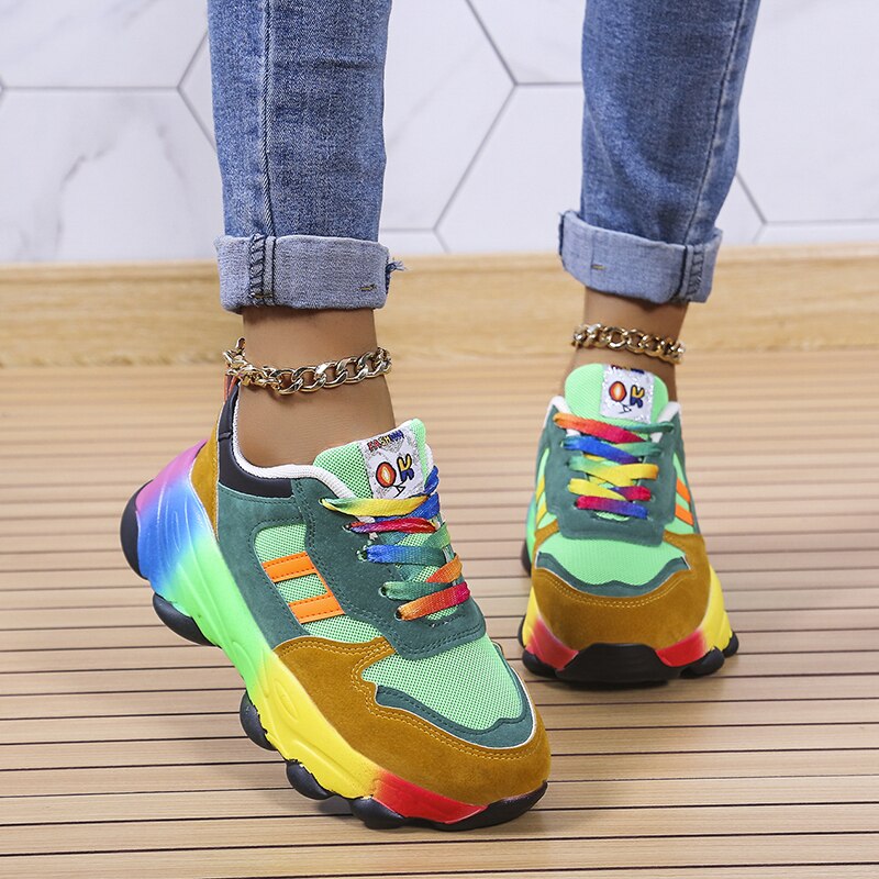 Women's Orthopedic Walking Sneakers with Shock-Absorbing Platform | Breathable Stretch Upper with Arch Support | Non-Slip Athletic Shoes