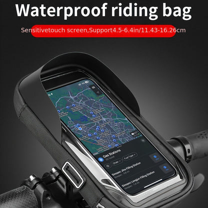 Handlebar Smartphone Mount Waterproof Case 7.5×3.5 in 360° Swivel for Bike Motorcycle E-Bike GPS Navigation Screen Protection Touchscreen